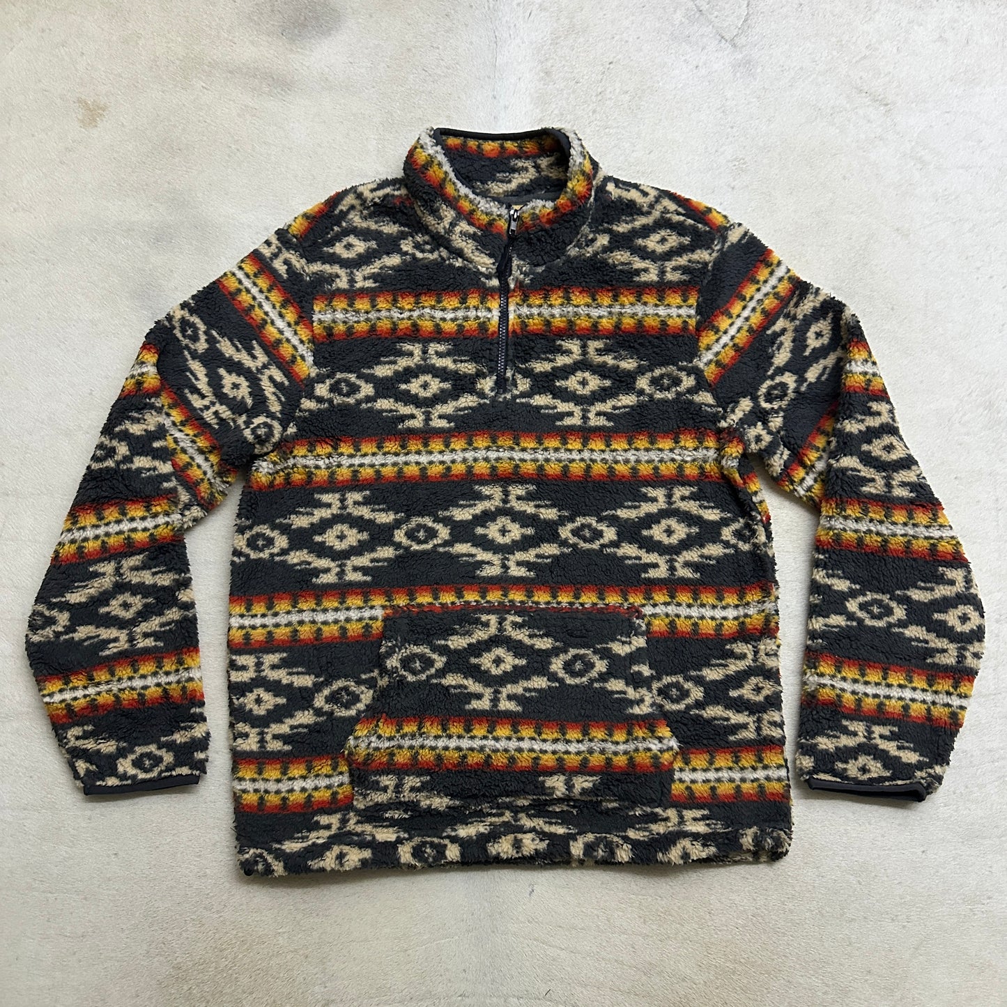 Dark Grey Aztec Print Pull Over Quarter Zip