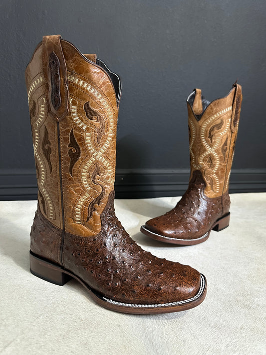 Leandro Brown Ostrich Cowboy Boots