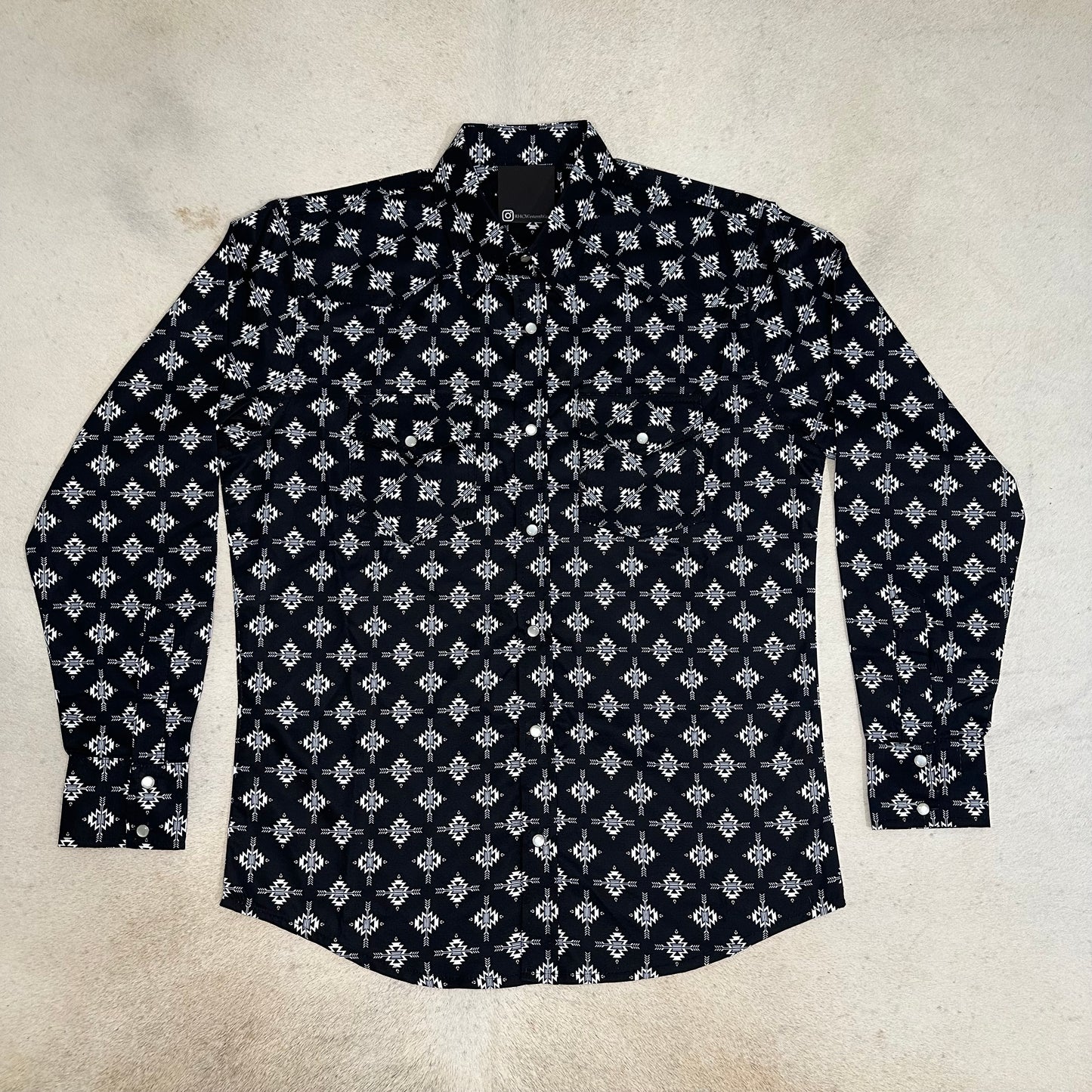 Black L/s Aztec Print