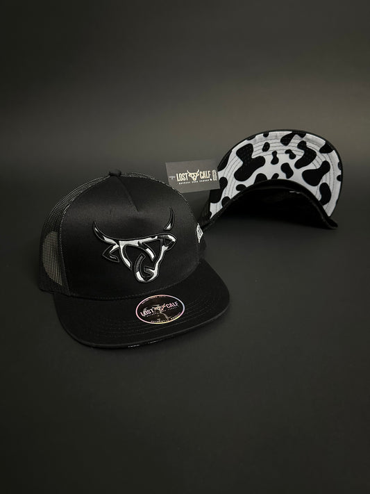 Lost Calf Black Cow Print Snapback