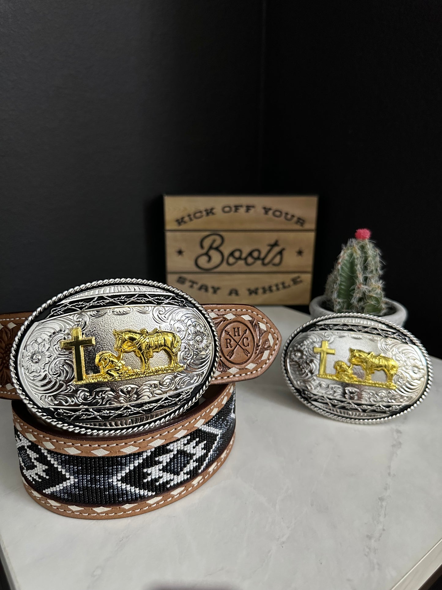 Oval Praying Cowboy Belt Buckle