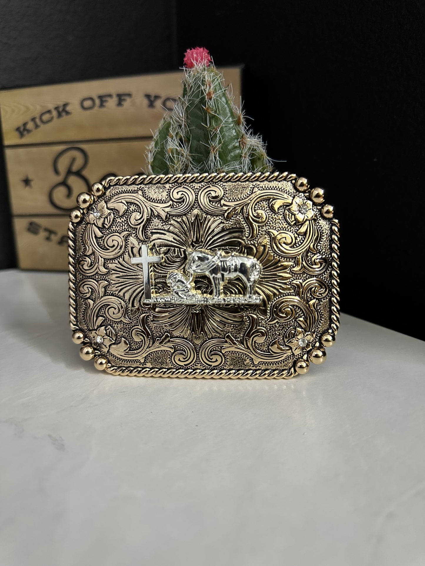 SJ- Praying Cowboy Belt Buckle
