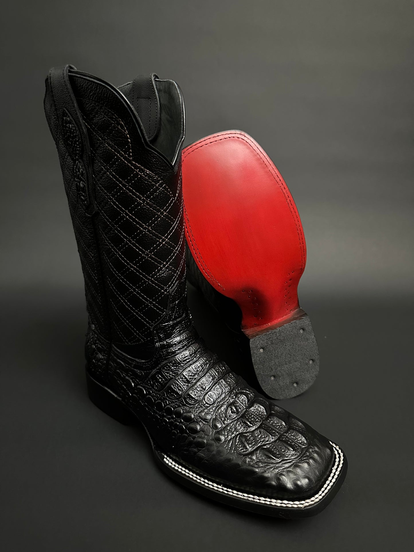 Black Caiman Western Men Cowboy Boots