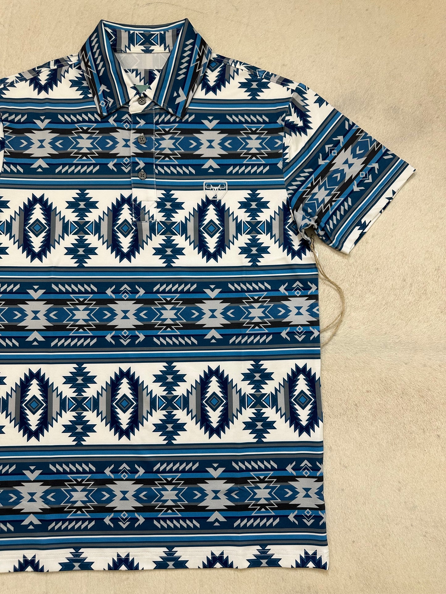 Blue /White Aztec Polo Dry Fit