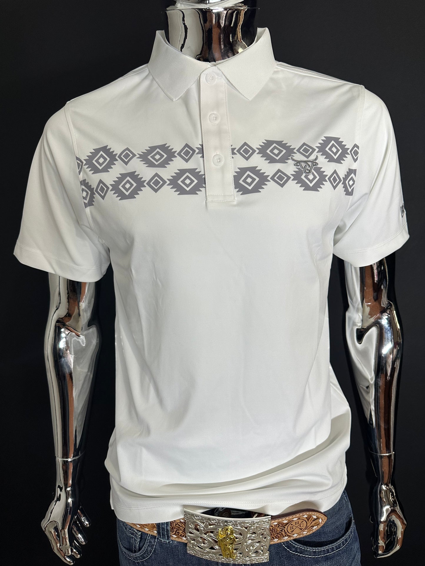 Lost Calf Aztec Polo White