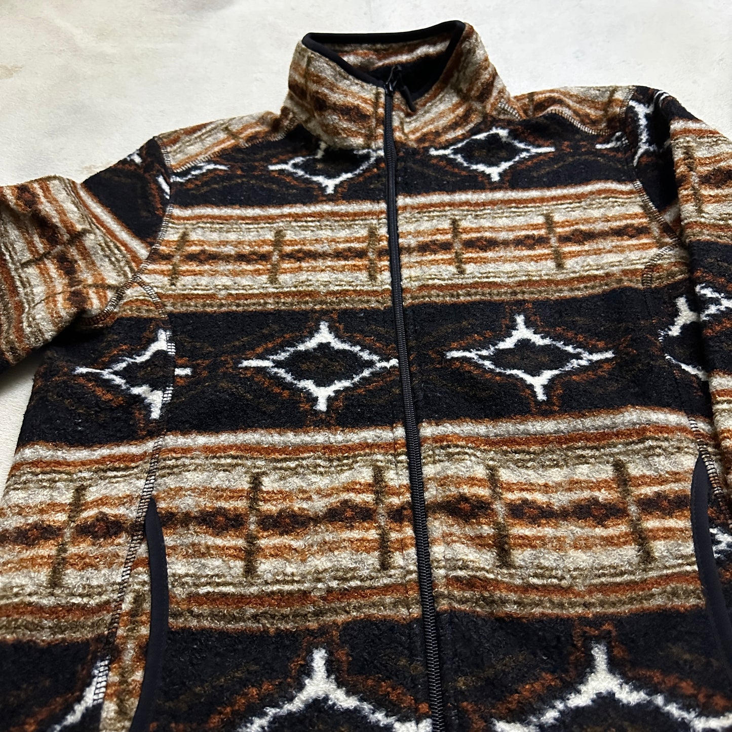 Rustic Brown Men’s Aztec Print Full Zipper