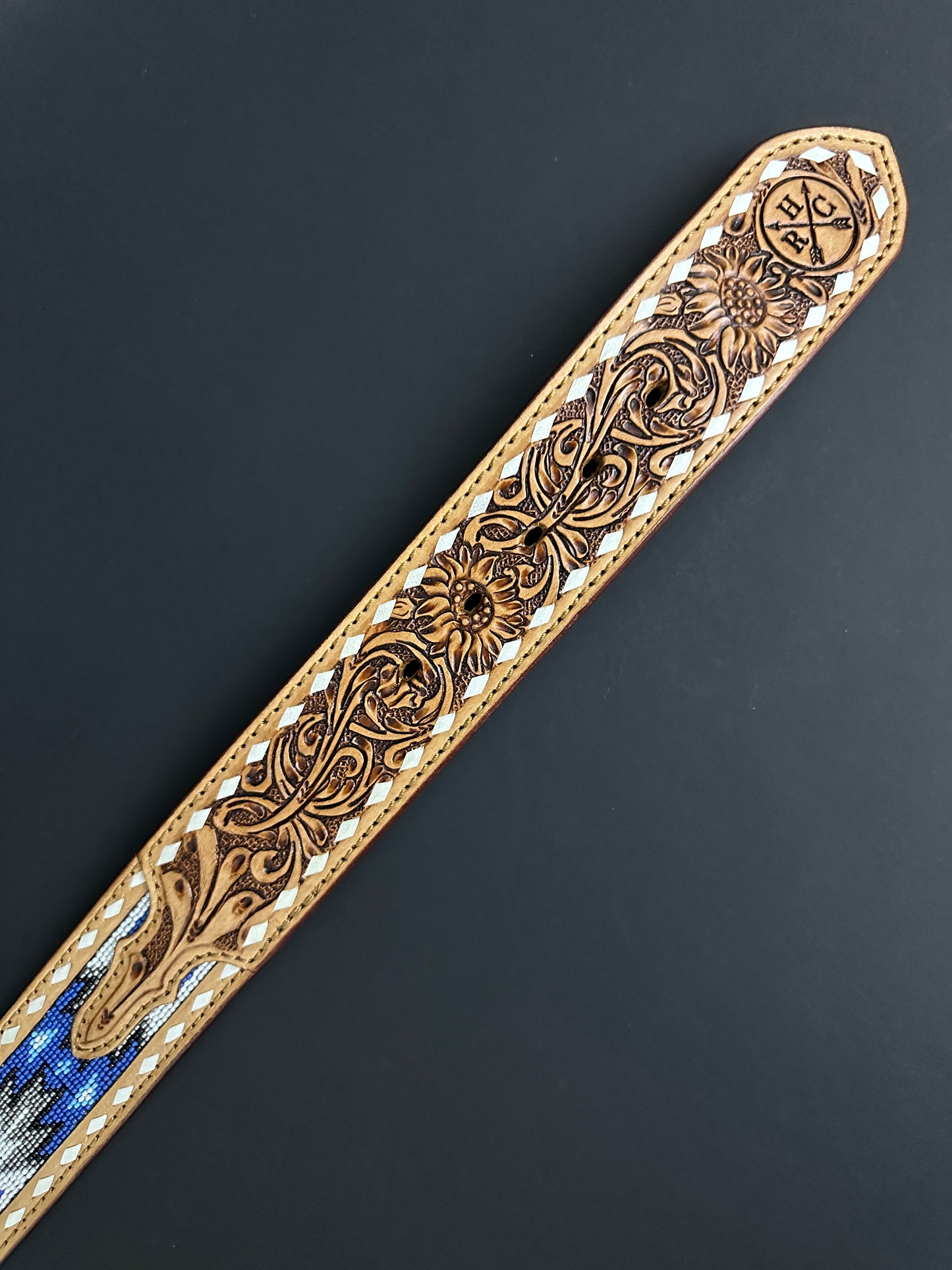 2” Beaded Aztec Leather Belt RHC-2042