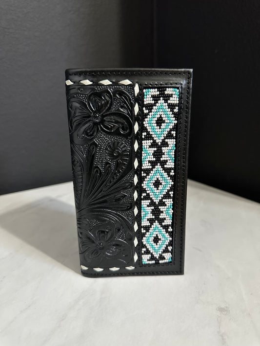 Men Tooled Inlay Beaded Rodeo Wallet