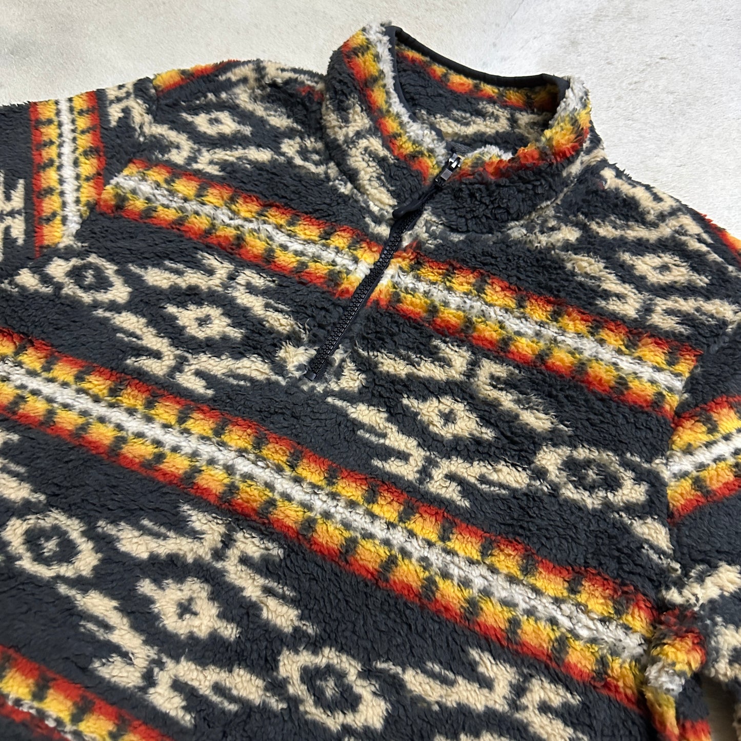 Dark Grey Aztec Print Pull Over Quarter Zip