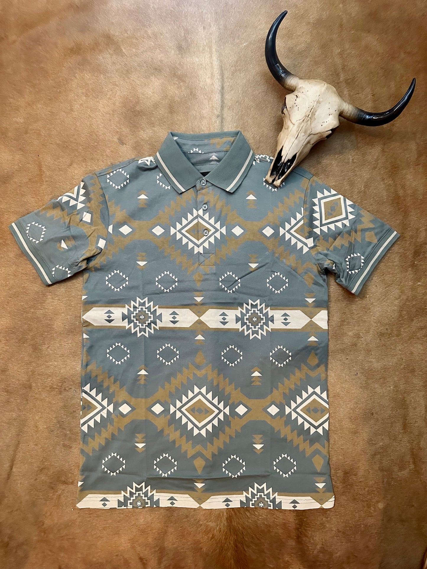 Sage Modern Fit Aztec Polo