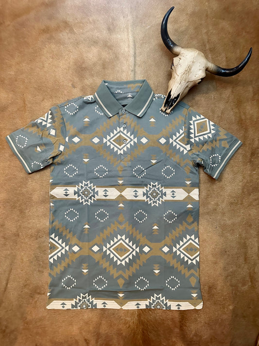 Sage Modern Fit Aztec Polo