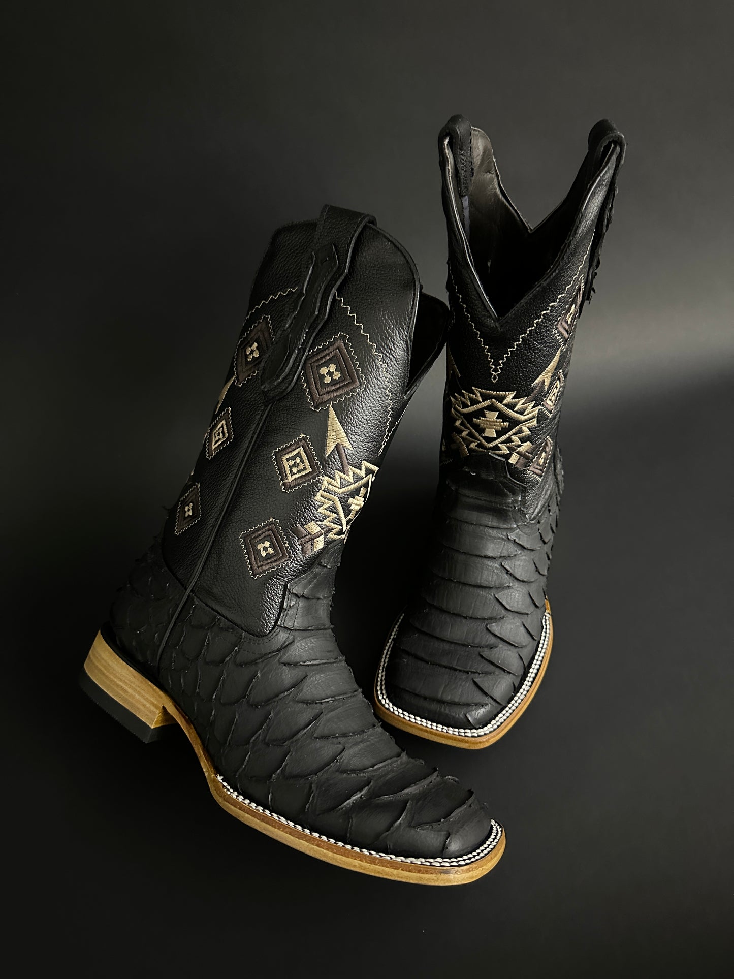 Onyx Black Matte Men CowBoy Boots