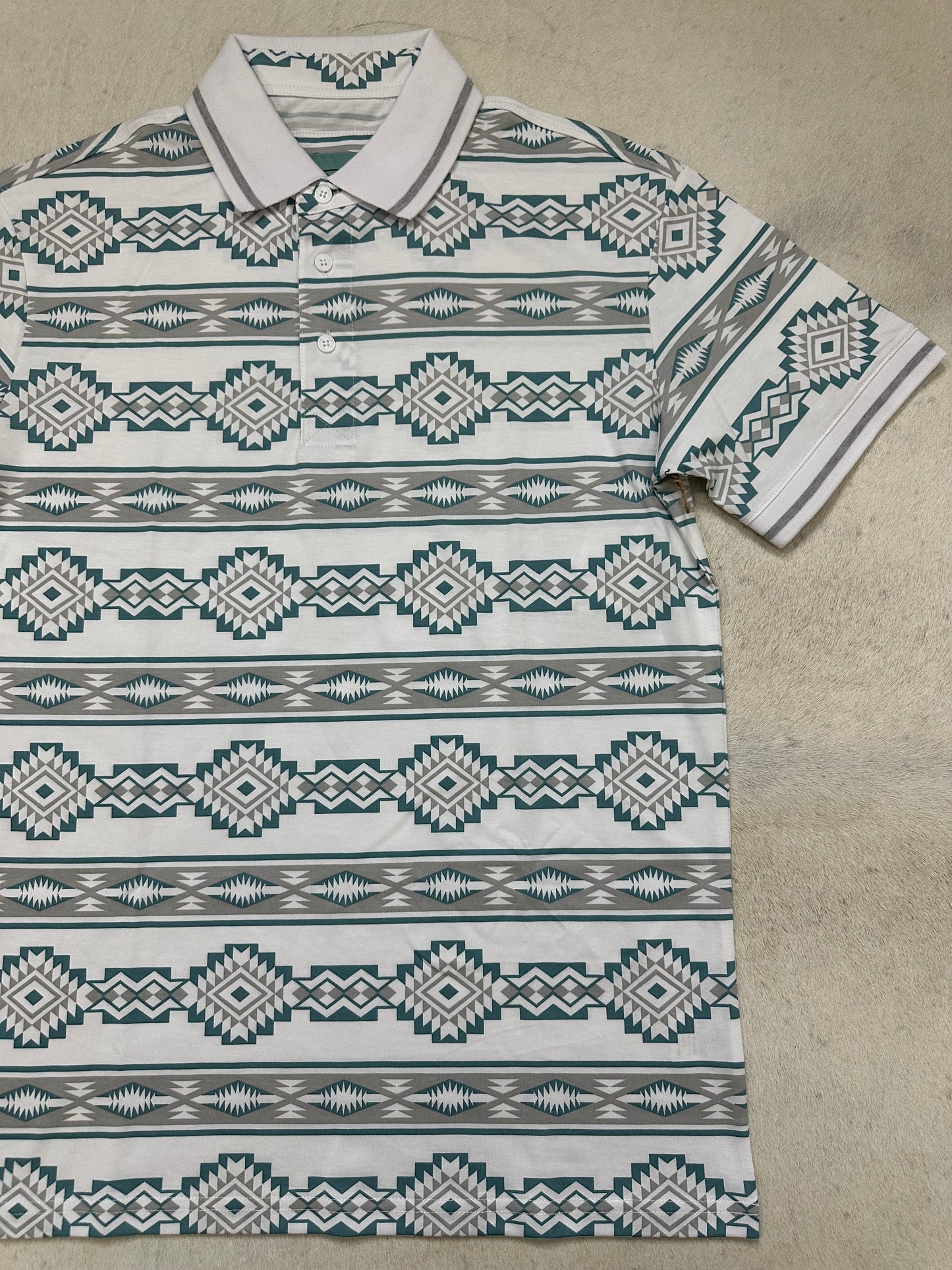 White Tribal Aztec Polo AZP9932