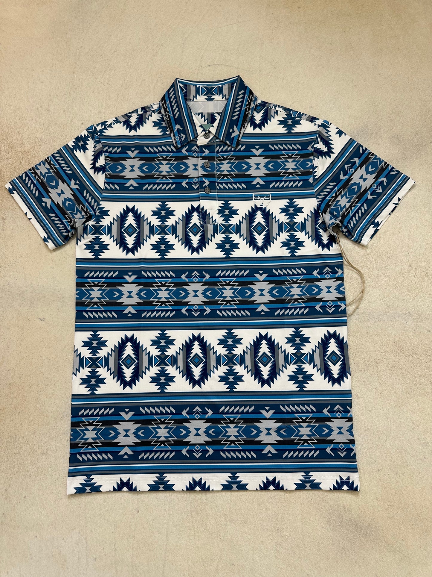 Blue /White Aztec Polo Dry Fit