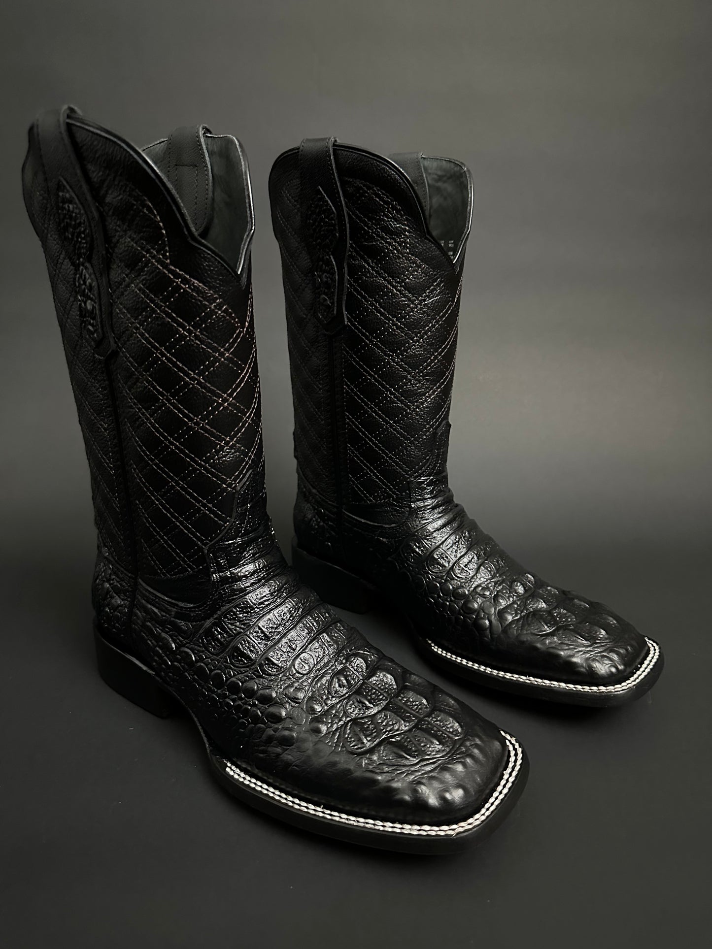 Black Caiman Western Men Cowboy Boots