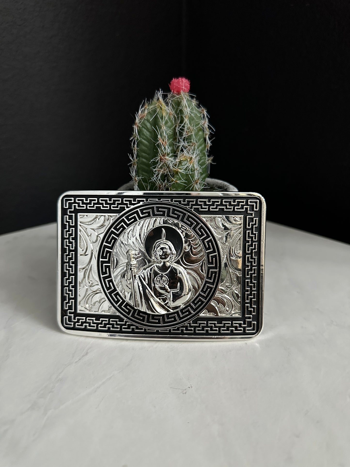 SB Engraved San Judas Tadeo Belt Buckle