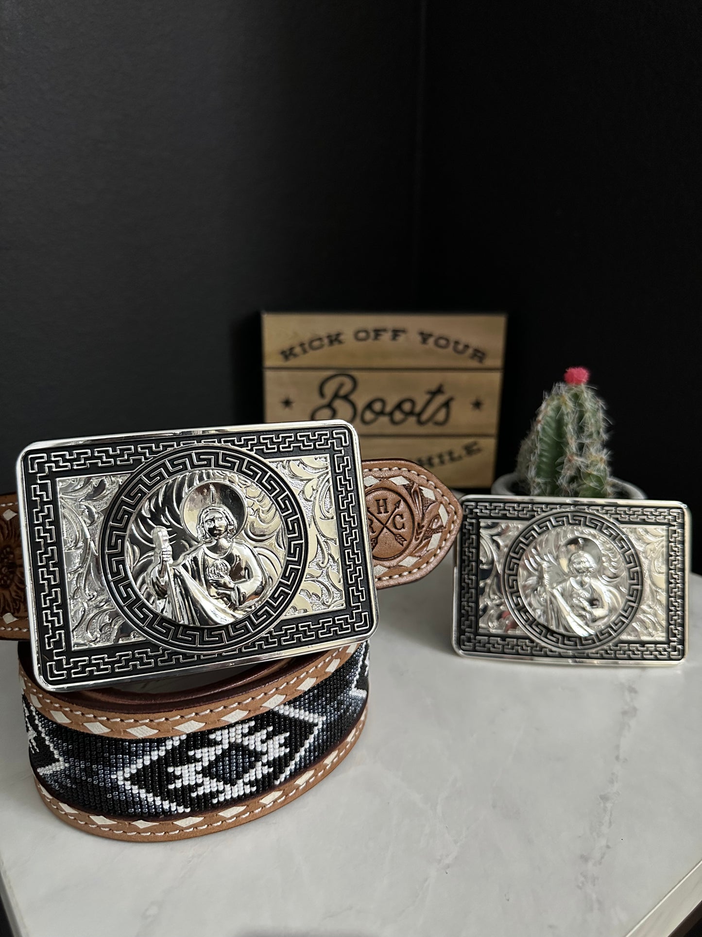 SB Engraved San Judas Tadeo Belt Buckle