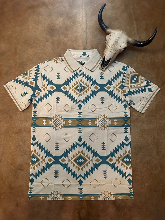 Beige Aztec Polo